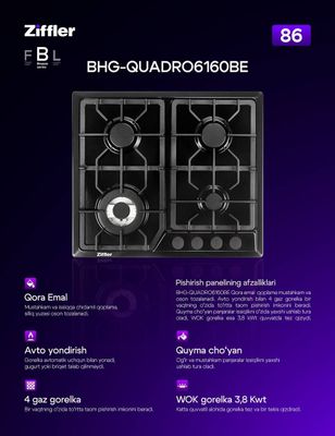 Panel gaz mebilni 3yil kafolat optom narxda