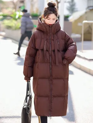 женская куртка пуховик M L XL женский длинный зимн