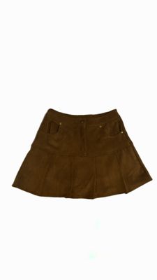 Коричневая юбка из искусственной замши с складкам