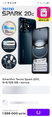 Techno Spark 20 c sotiladi oladiganlar telfon qilingllar