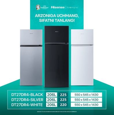 Холодильники Hisense 206литровые двухкамерный
