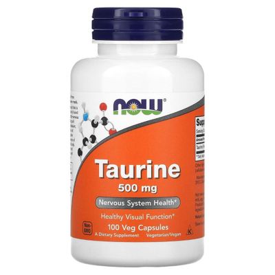 Таурин 500мг 100 капсул NOW Foods, Taurine из Америки