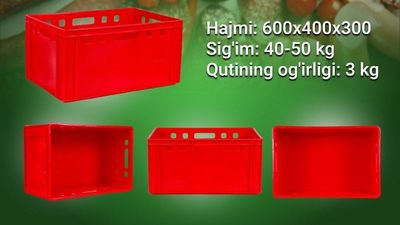 Harhil turdagi sifatli plastmassa yashiklar