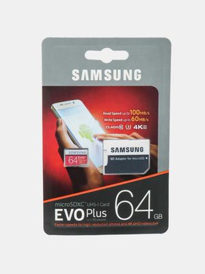 Карта памяти Samsung EVO Plus microSDXC 64GB UHS-I Class 10