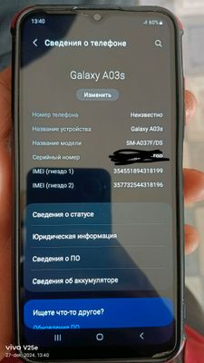 Samsung A 03 s karobka dakument bor ishlash yaxshi