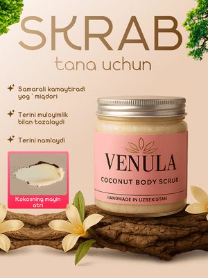 Skrab, kokosli skrab, tana uchun skrab, venula