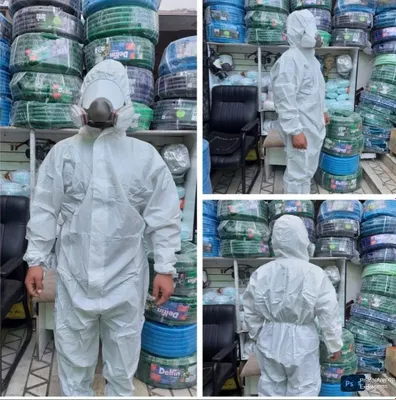 Защитный комбинезон с капюшоном одноразовый очень хорошого качества