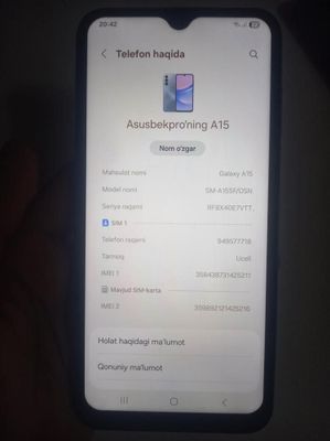 Samsung A15 sotiladi