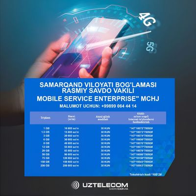 Uzmobile mb Uztelecom mb dan ishonchli internet paketlar mb kodlari 2