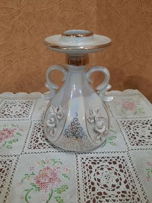 Красивый фарфоровый подсвечник, Кисловодский ФЗ, лепнина розами, золоч