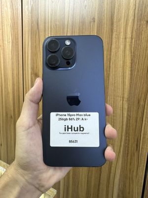 iphone 15pro max blue 256gb 86%