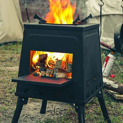 Портативная походная печь на дровах с ножками