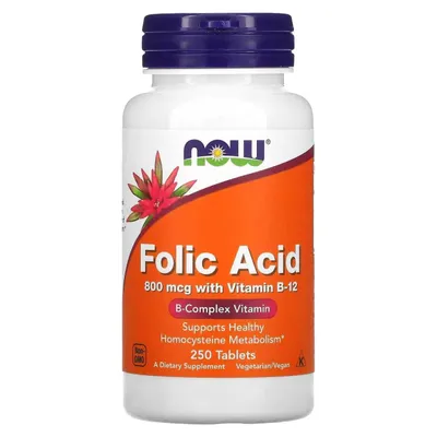NOW Foods, фолиевая кислота, Folic Acid, Foliyevaya kislota