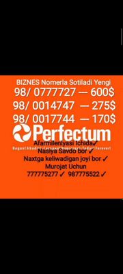 77777 nomer sotiladi Perfectum