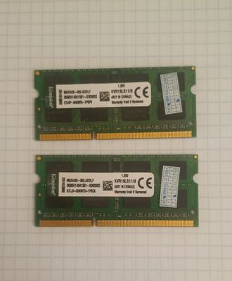 Память DDR3L 8GB 1600Mhz для ноутбука (2 планки) Kingston