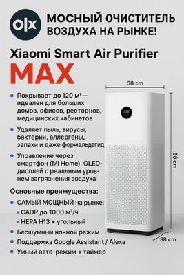 Xiaomi Smart Air Purifier MAX САМЫЙ МОЩНЫЙ очиститель воздуха на рынке