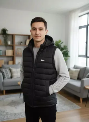 Erkaklar uchun kuz-qish jiletka yengsiz kapyushonl