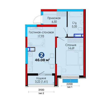 Успейте купить осталось 1 квартира по выгодной цене центр (157)