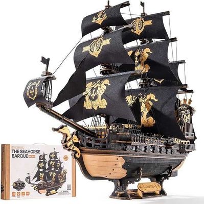 ROKR Seahorse Barque — 3D yog‘och konstruktor puzzle