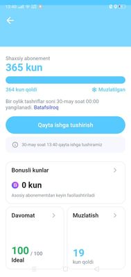 1fit one fit один фит 1 yillik abonoment foydalanilmagan