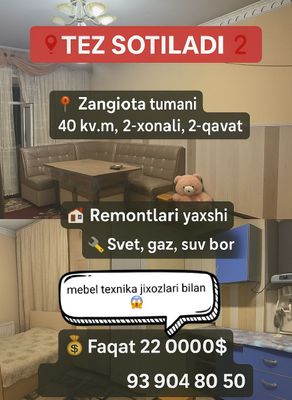 2 xonalik kavartira sotiladi ‼️