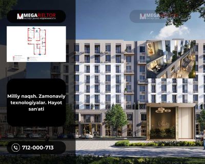 4 xonali hashamatli kvartira 118,05 m² Biznes-klass turar joy majmuasi