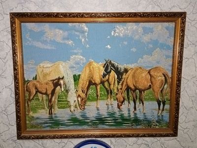 Антикварный вещь Ковёр в стене и картина