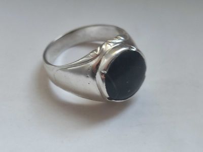 Кольцо серебряное с натуральным камнем ЧЕРНЫЙ АГАТ