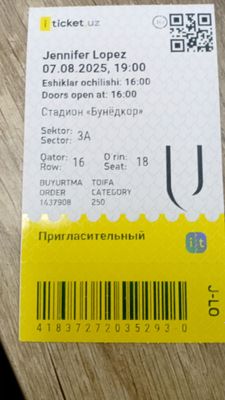 Bilet. Jennifer Lopez