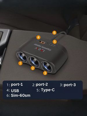 Avto mobil uchun aksesuar, quvatlash porti 3x