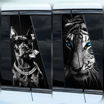 Наклейки на боковые стойки авто. Gentra, Cobalt, Byd. (Любое авто)