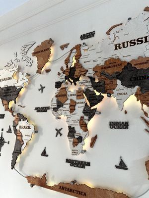 3Д карта Мира, 3D Dunyo xaritasi, Yogochli xarita