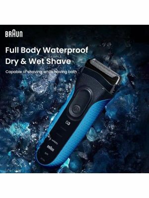 Электробритва Braun 3010S, влажная и сухая, синяя, быстрая зарядка