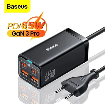 Baseus 65W GaN3 Pro 4 in 1 Desktop Fast Charger For Macbook/Ultrabook