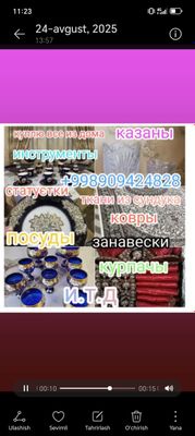 idishlar hrustallar materiallar sotib olamiz