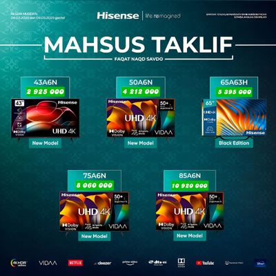 Телевизоры Hisense Супер акция от 43" до 85"