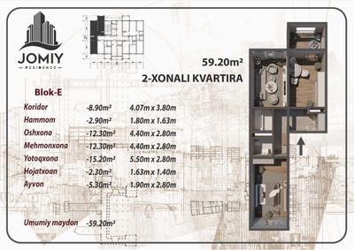 Remontli xonadonlar Jomiy Residencedan
