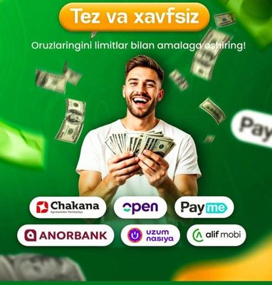 Uzum anor peyme alif Limitlaringiz naxd qilib beriladi