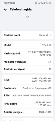 Honor x8 128tali