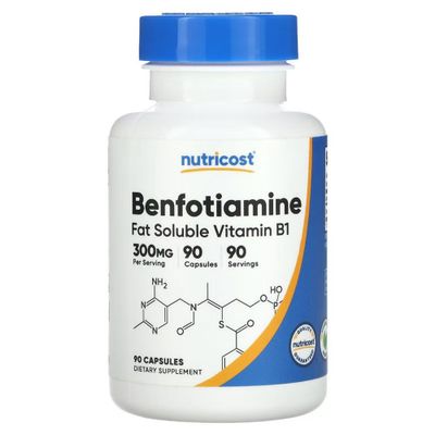 Бенфотиамин 90 капсул 300мг Nutricost, Benfotiamine из Америки