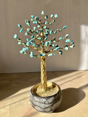 Дерево из бирюзы, дерево из натуральных камней, ручная работа