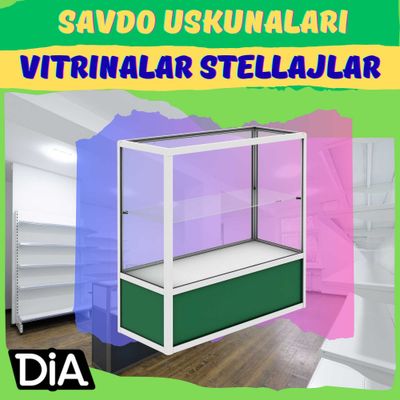 Oynaly prilavkalar, Акция, savdo uskunalari vitrinalar stellajlar
