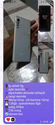 kampiyuter hammasi 2.5 millon   LG velvet 1000 mil