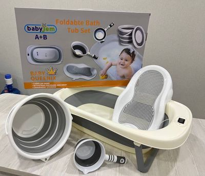 Новая складная ванночка BabyJem+горка для купания
