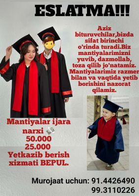 Yangi va toza mantiya ijarasi