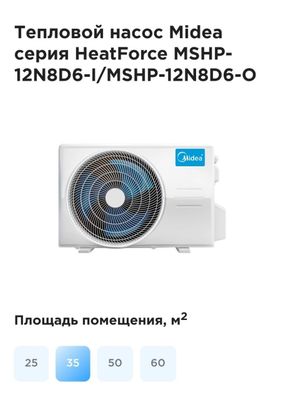 Тепловой насос Midea серия HeatForce MSHP-12N8D6-I/MSHP-12N8D6-O R32 Х