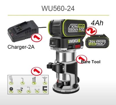 Worx Wa3054 Аккумуляторный фрезер 20V 4Ah + зарядка