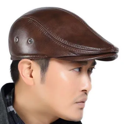 Мужская кепка шапка козырек из натуральной кожи му