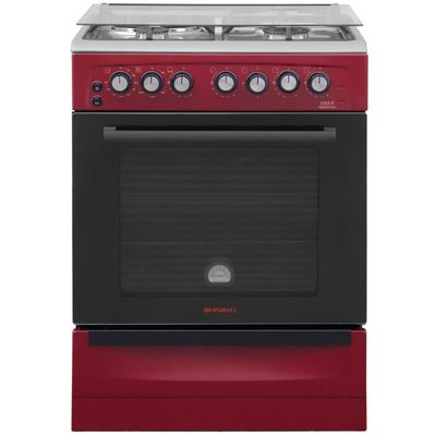 Газовая плита Shiv 6302-K КП — элегантный бордовый мат с Inox-акцентом
