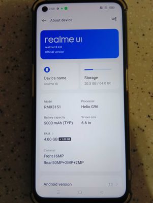 Телефон Realmi 8i 4/64Gb (требует ремонт)